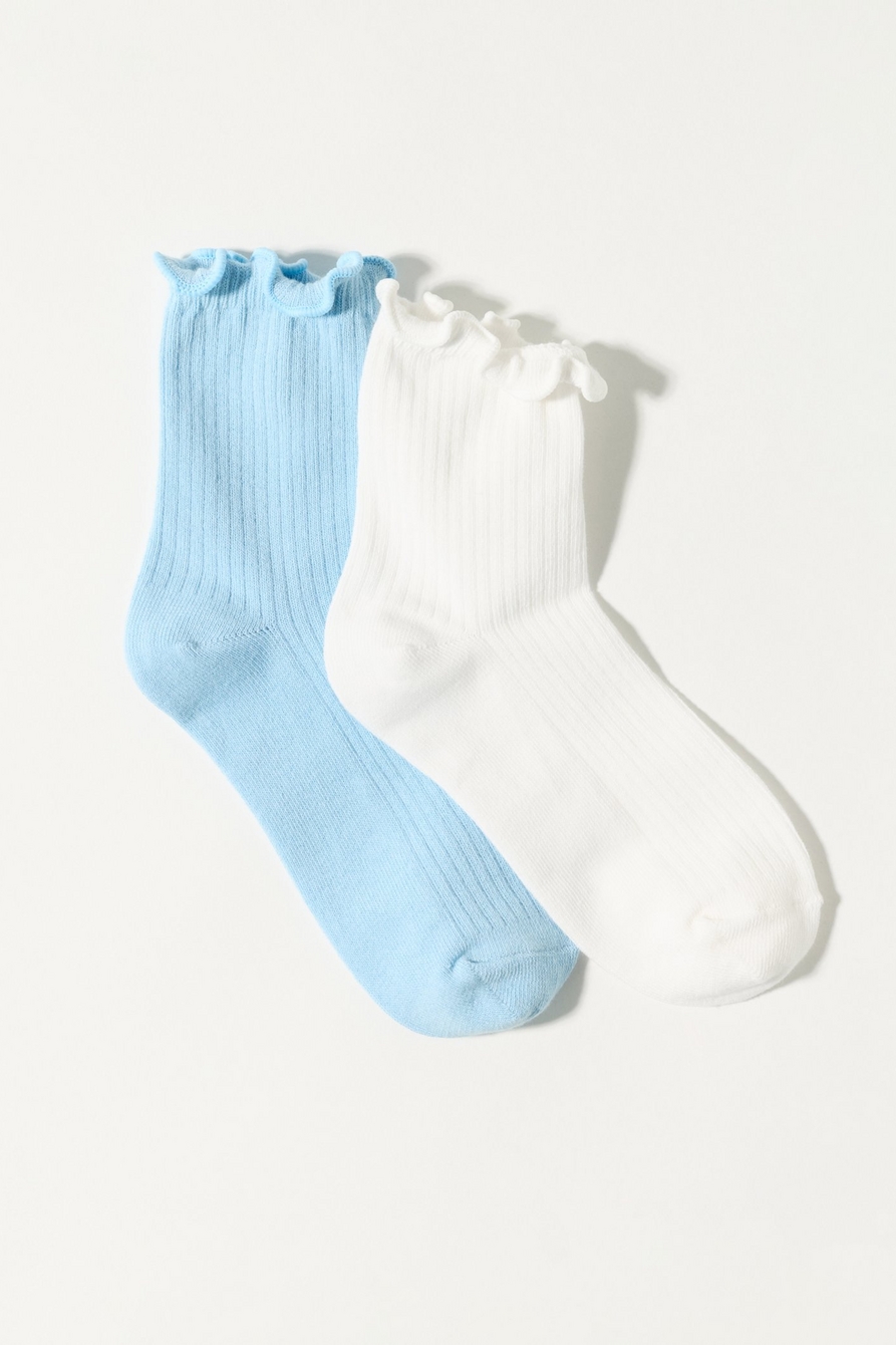 solid ruffle crew sock